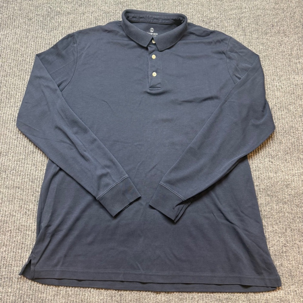 Lands' End Navy Long Sleeve Polo Shirt Mens XL Tall Cotton Classic Casual